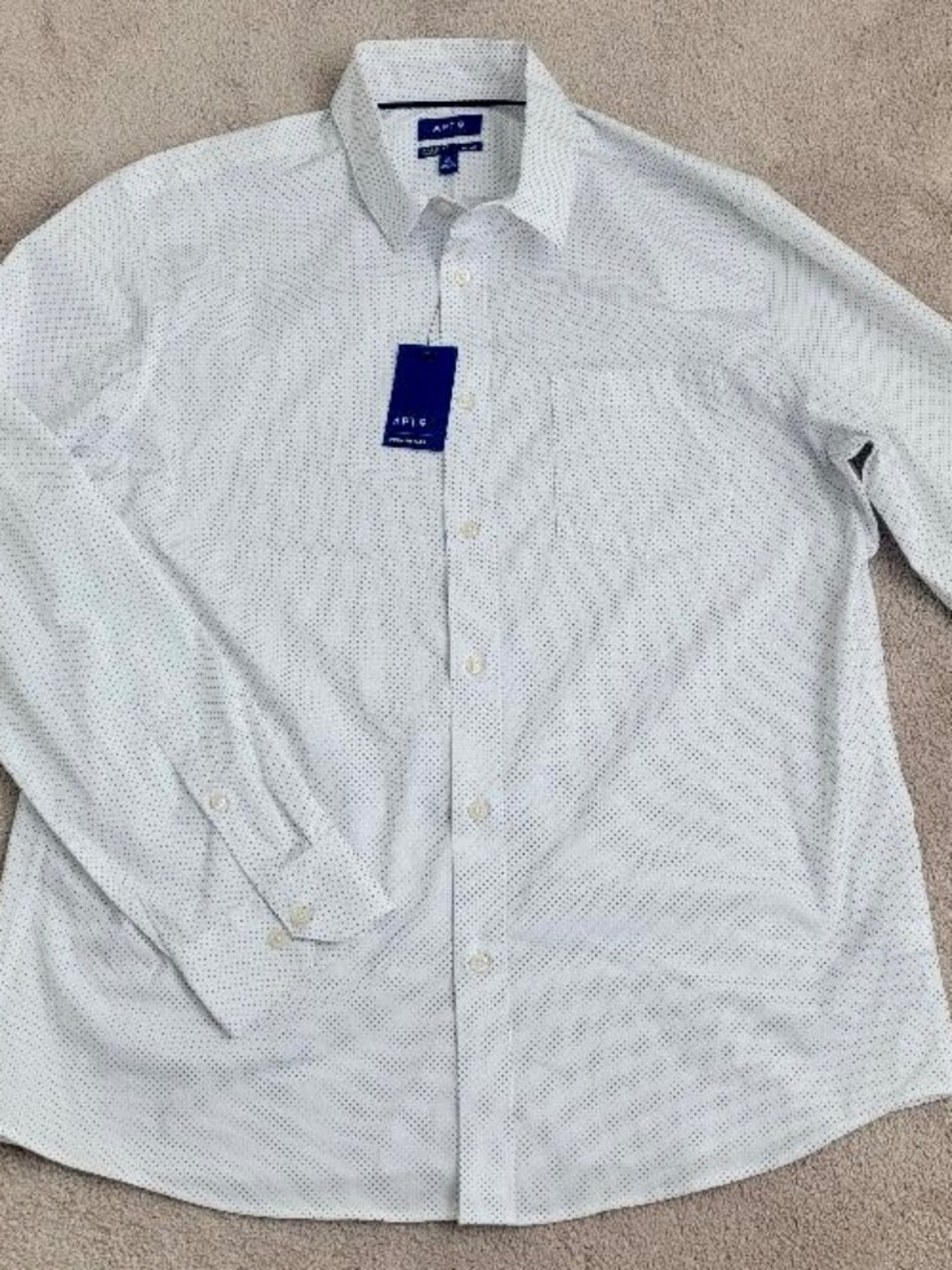 APT.9 Men's No Iron Premier Flex Dress Shirt White/Blue Size XL